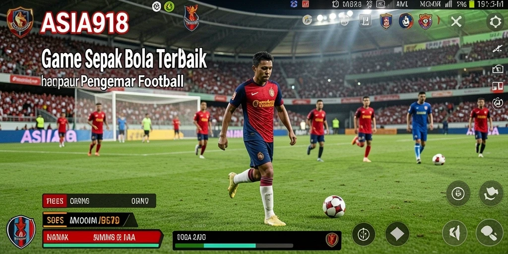 Screenshot gameplay ASIA918 dengan aksi seru di lapangan sepak bola.