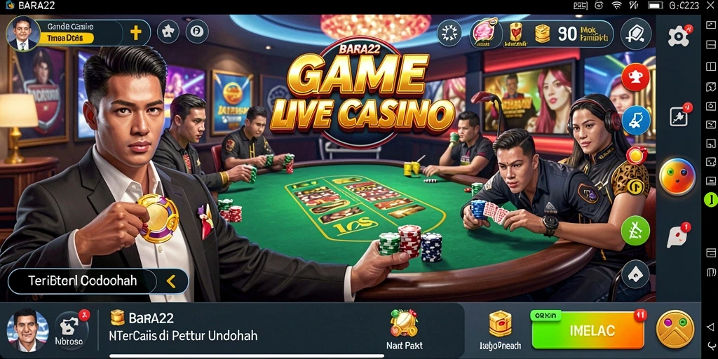 Tampilan mendebarkan dari gameplay Live Casino BARA22.