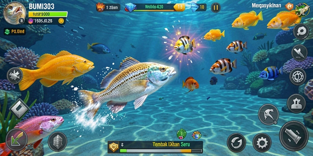 Gameplay BUMI303 yang seru dan penuh tantangan Tembak Ikan.