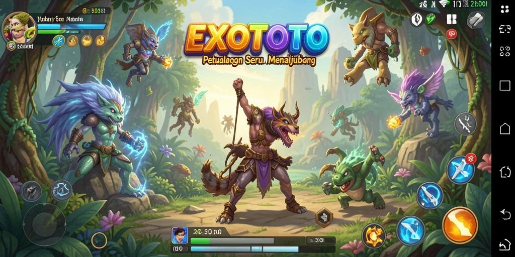 Tangkapan layar menunjukkan gameplay seru EXOTOTO dengan visual menakjubkan.