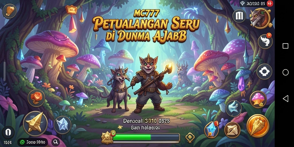 Tangkapan layar utama MC777 menampilkan aksi seru dalam eksplorasi dunia petualangan.