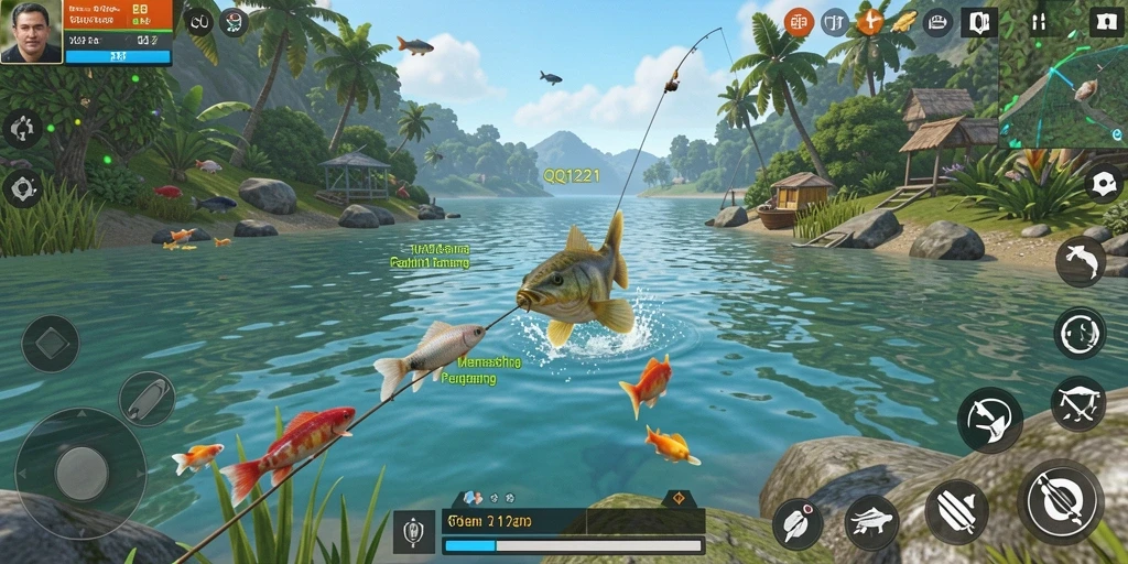 Tangkapan ikan besar dalam gameplay QQ1221 yang menantang.