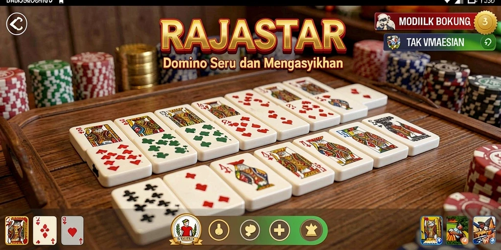 Tampilan menarik dari gameplay Domino di RAJASTAR.