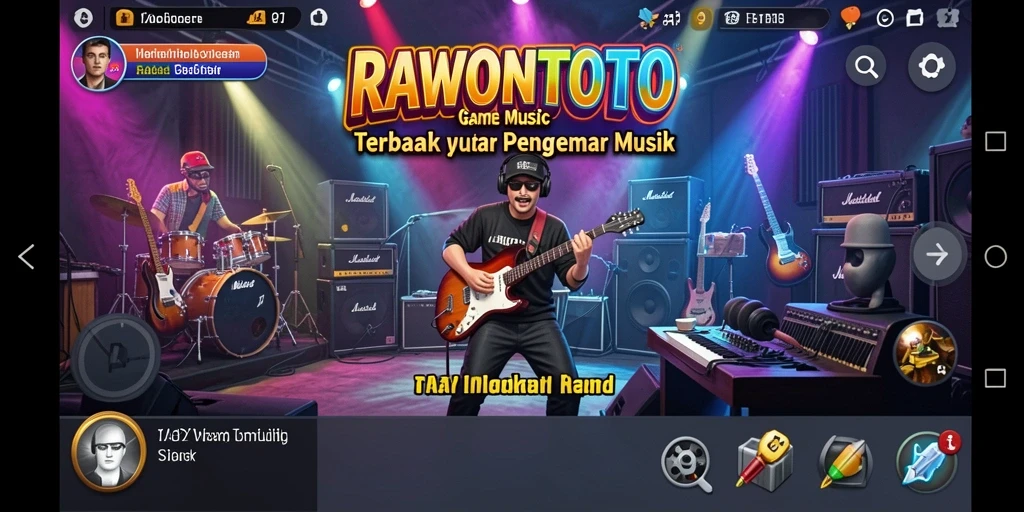 Tangkapan layar gameplay <strong>RAWONTOTO</strong> dengan aksi musik yang seru.