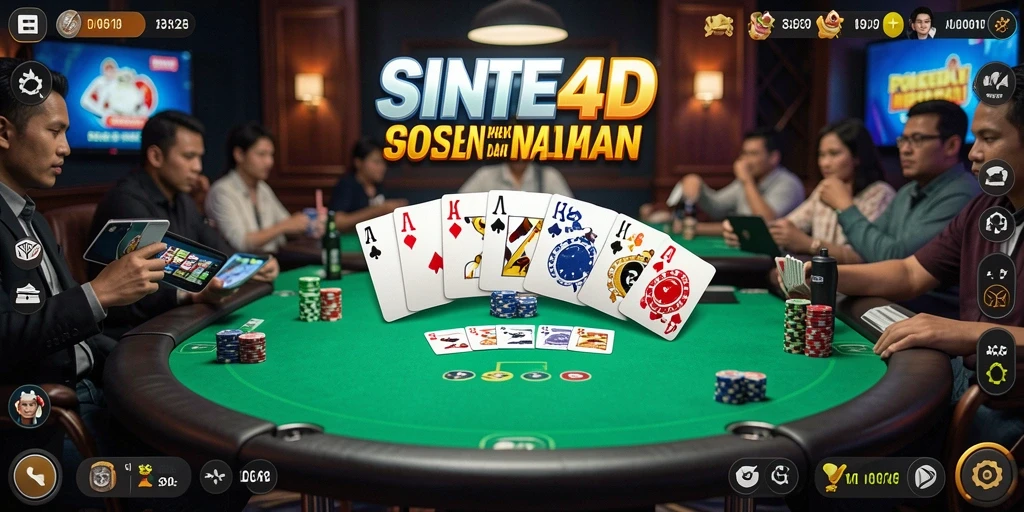 Screenshot utama SINTE4D menampilkan gameplay Poker yang mendebarkan.