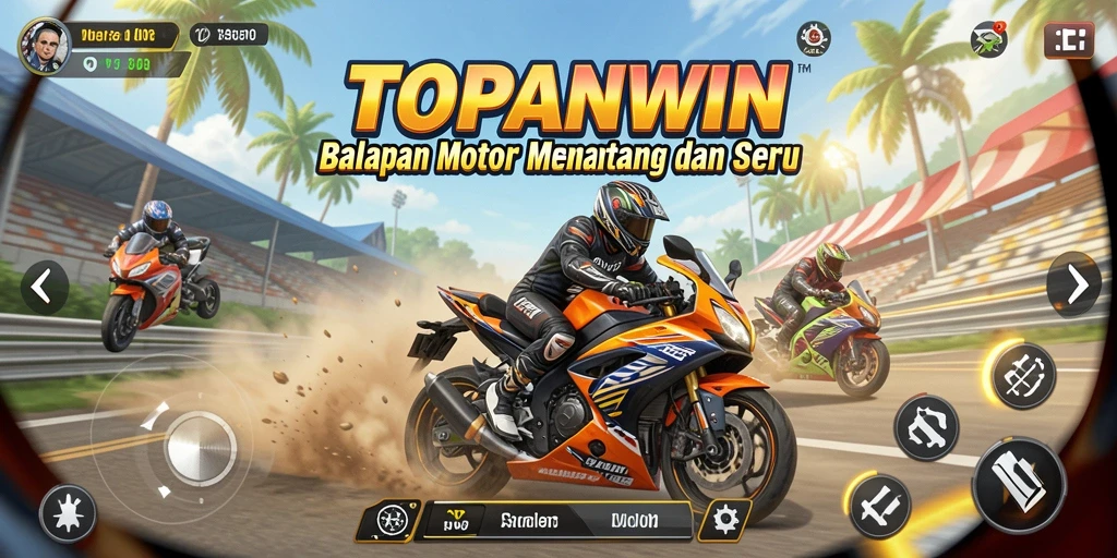 Tampilan gameplay TOPANWIN yang mendebarkan dan penuh aksi balapan motor.
