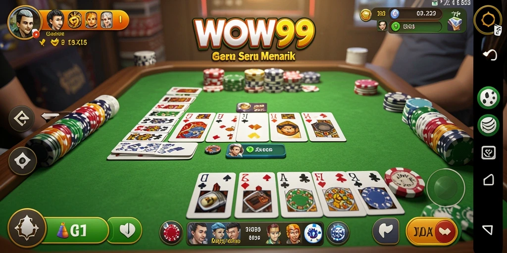 Tampilan gameplay WOW99 yang menampilkan momen seru permainan Gaple.